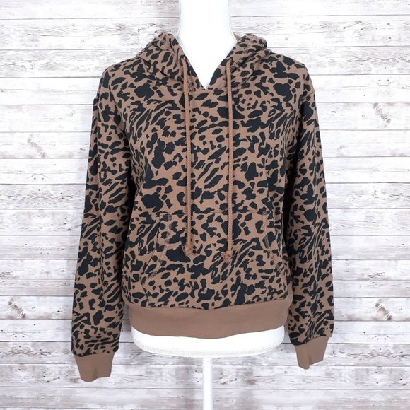 bp Tops - BP Womens Cropped Hoodie S Leopard Print 436A
